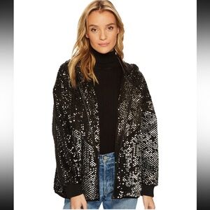 BLANK NYC Sequin Silver Black Zip up sweatshirt/ jacket